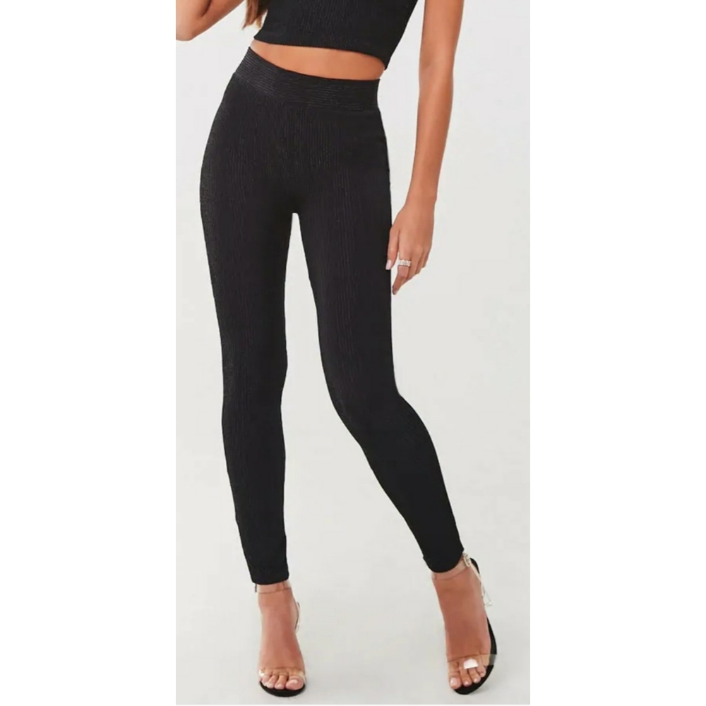 Metallic Ribbed Leggings - Picture 4 of 5